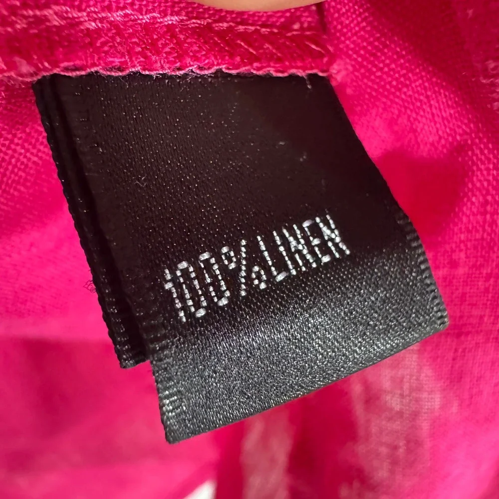 Lafayette 148 New York Linen‎ Button Up Shirt 3/4 Sleeve Pink Blouse Top - Picture 3 of 11